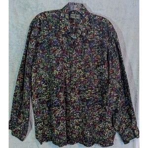Vintage Robert Stock Silk Shirt Long Sleeve Mens M smooth n cool like brad pitt!